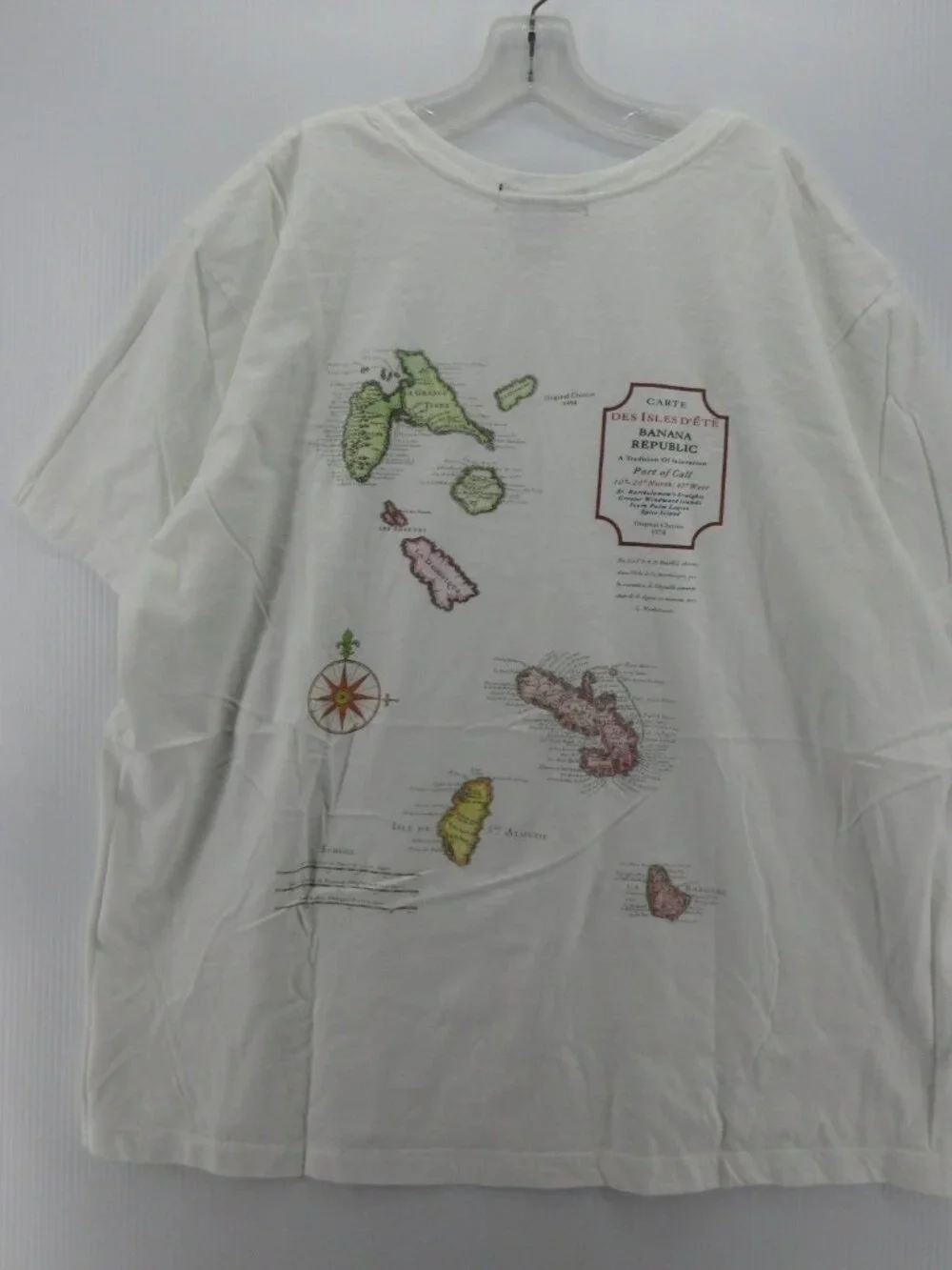 VINTAGE Banana Republic Shirt XXL Caribbean Island Map Traveler Y2K *